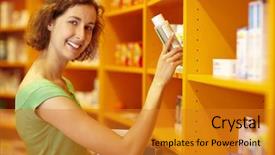  Presentation with medicine ethic - Beautiful presentation theme featuring drug diversion - happy customer taking medicine backdrop and a gold colored foreground