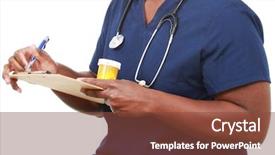  Presentation with scrubs - Colorful slide deck enhanced with drug diversion - man dressed in scrubs backdrop and a tawny brown colored foreground