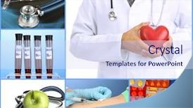  Presentation with collage medical - Amazing PPT theme having drug infusion - collage of medical images backdrop and a sky blue colored foreground