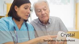  Presentation with drug interaction - Amazing theme having drug interaction - doctor explaining medicine to his backdrop and a coral colored foreground