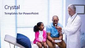  Presentation with medicine - Slides having drug interaction - doctor prescribing medicine to patient background and a sky blue colored foreground