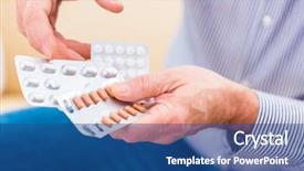  Presentation with drug interaction - Colorful theme enhanced with drug interaction - old man taking too much backdrop and a ocean colored foreground