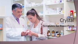  Presentation with preanesthetic medication - Slides with drug interaction - pharmacist and customer talking background and a mint green colored foreground