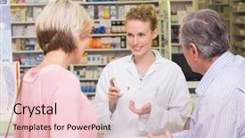  Presentation with drug interaction - Cool new slides with drug interaction - pharmacist and sick customer speaking backdrop and a lemonade colored foreground