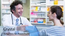  Presentation with blood pressure - Theme having drug interaction - pharmacist checking blood pressure background and a light blue colored foreground