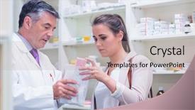  Presentation with pharmacy - Colorful PPT layouts enhanced with drug interaction - pharmacist explaining medicine to his backdrop and a mint green colored foreground