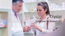 Presentation with paper bag - Cool new PPT theme with drug interaction - pharmacist giving paper bag backdrop and a coral colored foreground