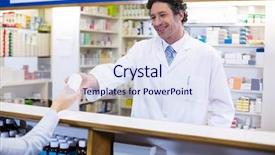  Presentation with pill bottle - PPT theme consisting of drug interaction - pharmacist giving pill bottle background and a sky blue colored foreground