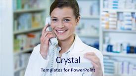  Presentation with medicine - Beautiful theme featuring drug interaction - portrait of pharmacist holding medicine backdrop and a sky blue colored foreground