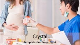  Presentation with doctor visiting family - Theme enhanced with drug kidney - pregnant woman visiting doctor background and a lemonade colored foreground