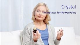  Presentation with home health care - Slides having drug label - medicine health care and people background and a sky blue colored foreground