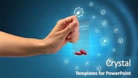  Presentation with plastic bag - Slide set consisting of drug marketing - hand delivers colorful pills background and a teal colored foreground