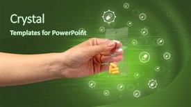  Presentation with plastic bag - Theme having drug marketing - hand delivers colorful pills background and a tawny brown colored foreground