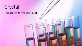  Presentation with test tubes - Beautiful PPT layouts featuring drug molecules - pipette adding liquid backdrop and a  colored foreground