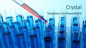  Presentation with drug test - Cool new slide deck with drug molecules - pipette adding red fluid backdrop and a cool aqua colored foreground