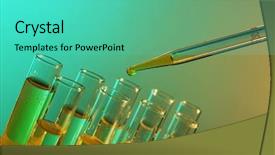  Presentation with test tubes - PPT layouts featuring drug molecules - pipette adding red fluid background and a  colored foreground