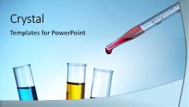  Presentation with fluid - Colorful presentation enhanced with drug molecules - pipette adding red fluid backdrop and a light blue colored foreground