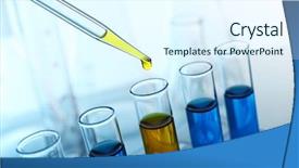  Presentation with test tubes - PPT layouts enhanced with drug molecules - pipette adding yellow fluid background and a sky blue colored foreground