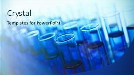  Presentation with drug test - Cool new PPT theme with drug molecules - test-tubes with blue fluid close-up backdrop and a cool aqua colored foreground