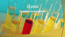  Presentation with liquid drug - Audience pleasing theme consisting of drug molecules - test-tubes with colorless liquid backdrop and a teal colored foreground