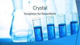  Presentation with flasks - Slides consisting of drug molecules - transparent test-tubes with blue water background and a sky blue colored foreground
