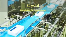  Presentation with production line - Beautiful slide set featuring drug packaging - pharmaceutical production line backdrop and a tawny brown colored foreground