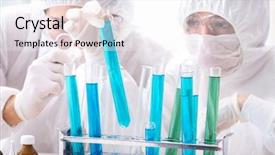  Presentation with lab - Colorful theme enhanced with drug pollution - two chemists working backdrop and a  colored foreground