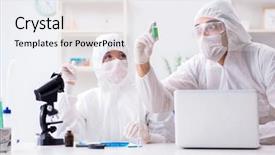  Presentation with lab - Slides with drug pollution - two chemists working background and a sky blue colored foreground