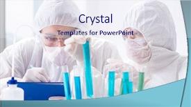  Presentation with automation in lab - PPT theme having drug pollution - two chemists working background and a sky blue colored foreground