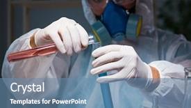  Presentation with hazardous - Cool new presentation theme with drug pollution - young make scientist working backdrop and a teal colored foreground