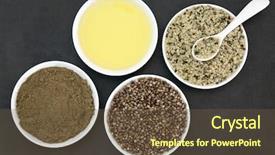  Presentation with hemp oil - Colorful PPT theme enhanced with drug powders - hemp health food with oil backdrop and a tawny brown colored foreground