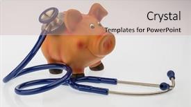  Presentation with drug - Beautiful PPT theme featuring drug precautions - piggy bank and stethoscope backdrop and a coral colored foreground