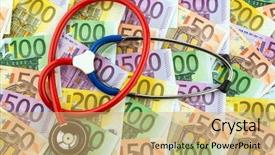  Presentation with health insurance - Amazing presentation theme having drug precautions - stethoscope and euro banknotes symbolic backdrop and a coral colored foreground