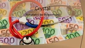  Presentation with bills - Slide deck consisting of drug precautions - stethoscope and euro bills symbolic background and a coral colored foreground