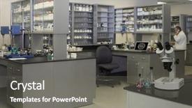  Presentation with microscope - Theme having science laboratory with a microscope background and a gray colored foreground