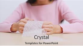  Presentation with release - Slides enhanced with drug release - woman play with bubble wrap background and a  colored foreground