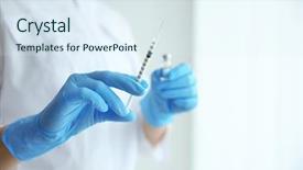  Presentation with syringe - Amazing PPT theme having drug safety - doctor hands with syringe backdrop and a sky blue colored foreground