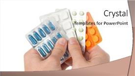  Presentation with hand palm - Amazing PPT theme having drug safety - gambling medicines in palm backdrop and a white colored foreground