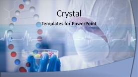  Presentation with blue line - Slide deck featuring drug safety - scientist in protective suit analyzing background and a light blue colored foreground