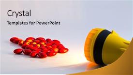  Presentation with flash - Amazing theme having drug safety - yellow plastic pocket flash-light ang backdrop and a light gray colored foreground