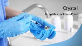  Presentation with drug - PPT theme with drug side effect - doctor with syringe and medicine background and a light gray colored foreground