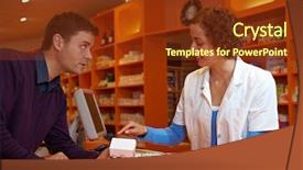  Presentation with pharmacist - Cool new theme with drug side effect - pharmacist giving medical advice backdrop and a tawny brown colored foreground