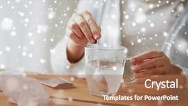  Presentation with healthcare - Audience pleasing presentation theme consisting of healthcare medicine and people concept - close up of ill woman stirring medication in cup with spoon over snow backdrop and a coral colored foreground