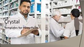  Presentation with descriptive writing - Amazing theme having drug store - confident chemist writing on clipboard backdrop and a mint green colored foreground