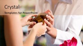  Presentation with consulting - Beautiful slides featuring drug store - female pharmacist consulting a female backdrop and a  colored foreground