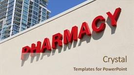  Presentation with drug pharmacy - Audience pleasing slide set consisting of drug store - pharmacy sign on building backdrop and a lemonade colored foreground