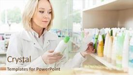  Presentation with health woman running female runner - Audience pleasing slide set consisting of drug store - smiling female pharmacist woman working backdrop and a lemonade colored foreground