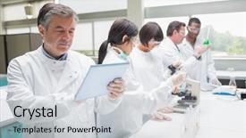  Presentation with busy - Presentation enhanced with drug test - chemist using tablet pc background and a light gray colored foreground