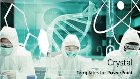  Presentation with futuristic - Audience pleasing slide set consisting of drug test - scientists working in protective suite backdrop and a mint green colored foreground