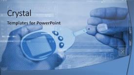  Presentation with blood test - Beautiful slides featuring drug test - screen of music player backdrop and a light blue colored foreground